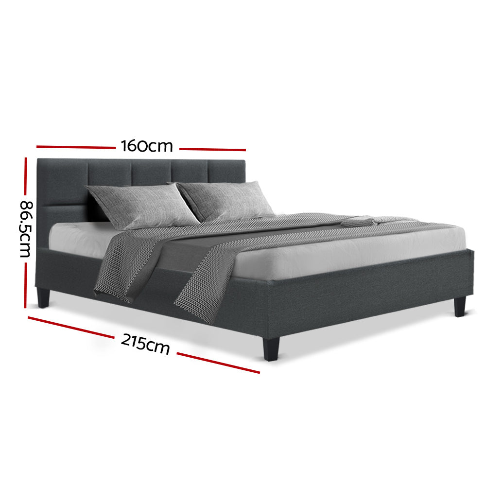 Artiss Tino Bed Frame Queen Size Charcoal Fabric