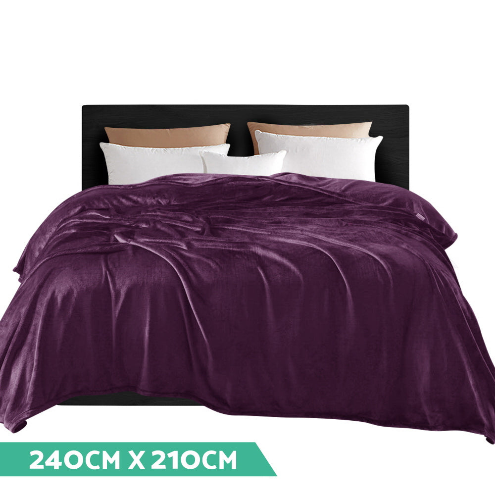 Giselle Bedding Faux Mink Blanket Quilt Duvet Doona Fleece Throw Rug Mauve King