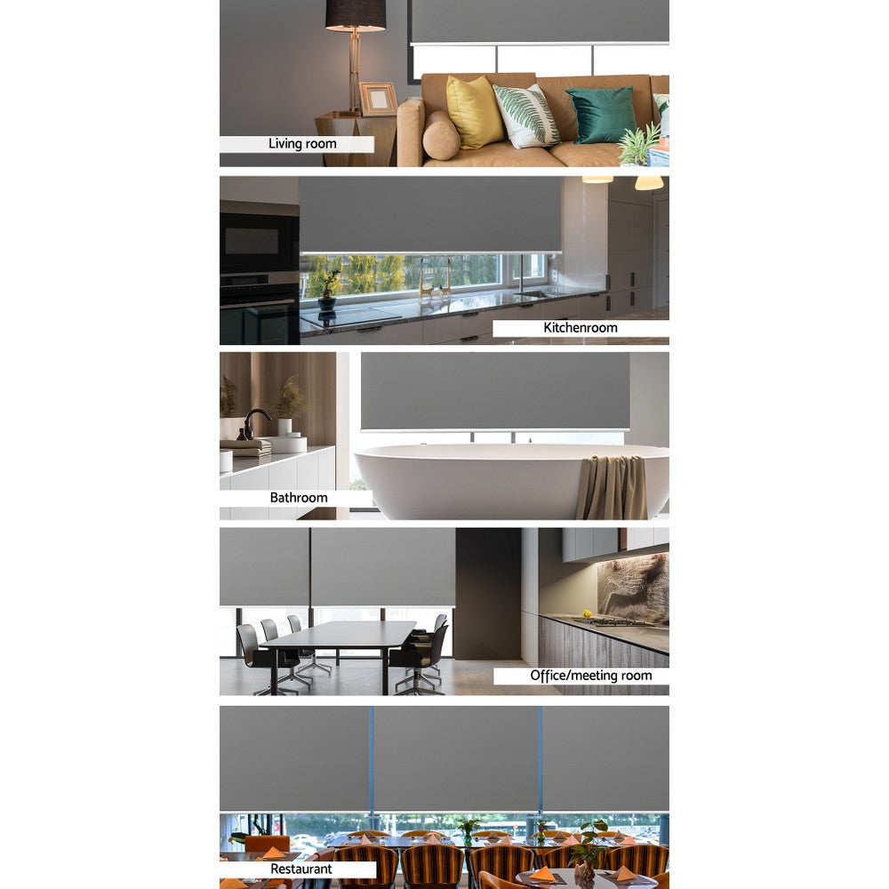 Roller Blinds Blockout Blackout Curtains Window Modern Shades 1.5X2.1M Grey