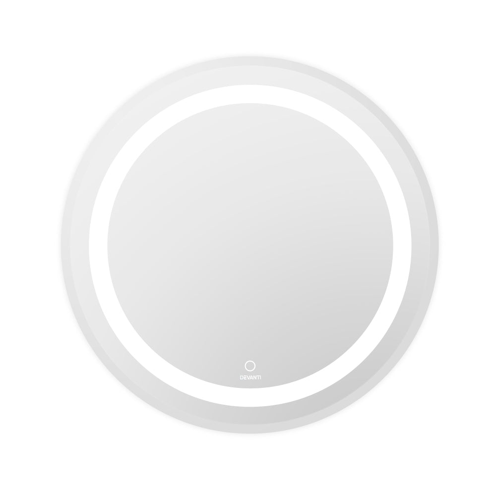 Devanti Round Wall Bathroom Vanity Makeup Mirror LED Illuminated Light Touch Switch 63cm