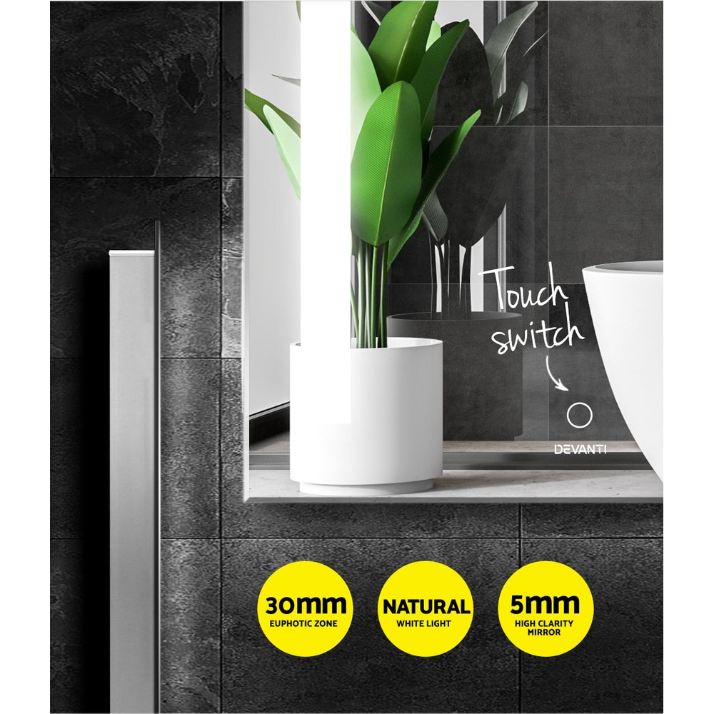 Devanti Bathroom Wall Mirror LED Illuminated Light Makeup Dressing Vanity Touch Switch 500mmx700mm