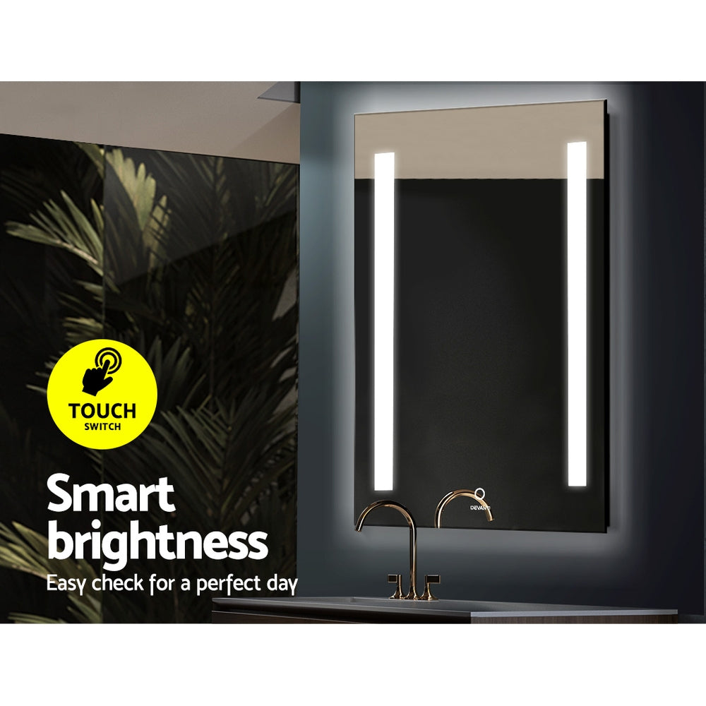 Devanti Bathroom Wall Mirror LED Illuminated Light Makeup Dressing Vanity Touch Switch 500mmx700mm