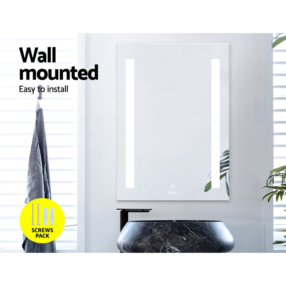 Devanti Bathroom Wall Mirror LED Illuminated Light Makeup Dressing Vanity Touch Switch 500mmx700mm