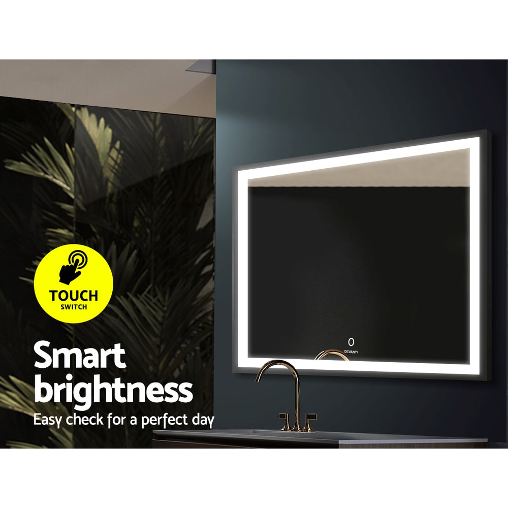 Devanti Bathroom Wall Mounted Mirror LED Light Illuminated Makeup Dressing Vanity Room 800mm x 600mm