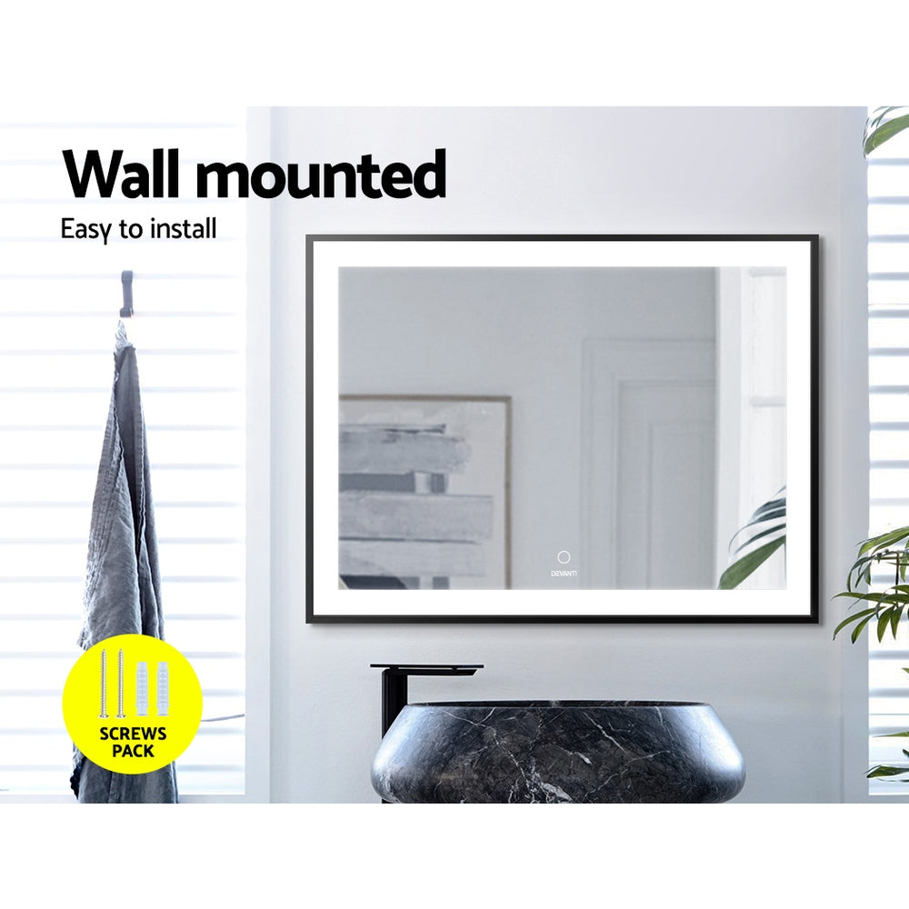 Devanti Bathroom Wall Mounted Mirror LED Light Illuminated Makeup Dressing Vanity Room 800mm x 600mm