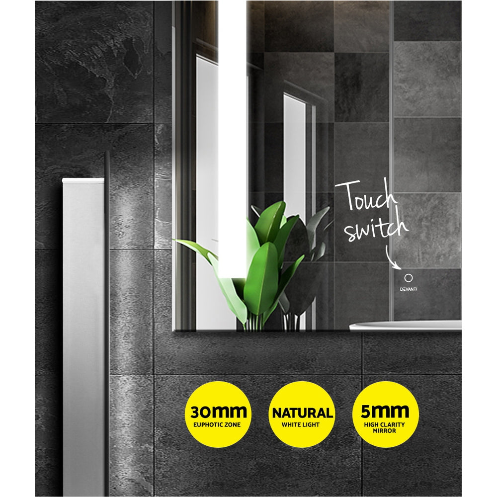 Devanti Bathroom Wall Mounted Mirror LED Illuminated Beauty Dressing Vanity 800mm x 600mm