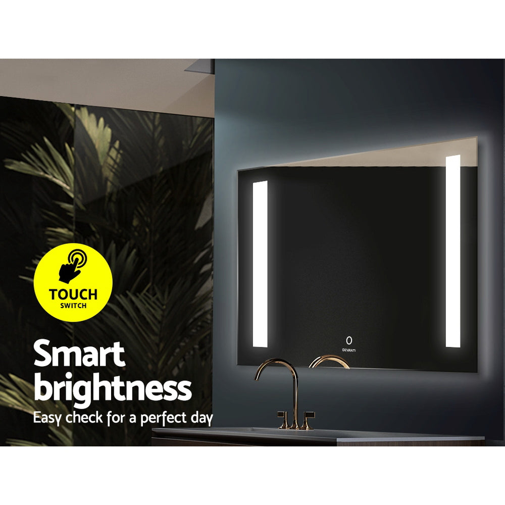Devanti Bathroom Wall Mounted Mirror LED Illuminated Beauty Dressing Vanity 800mm x 600mm