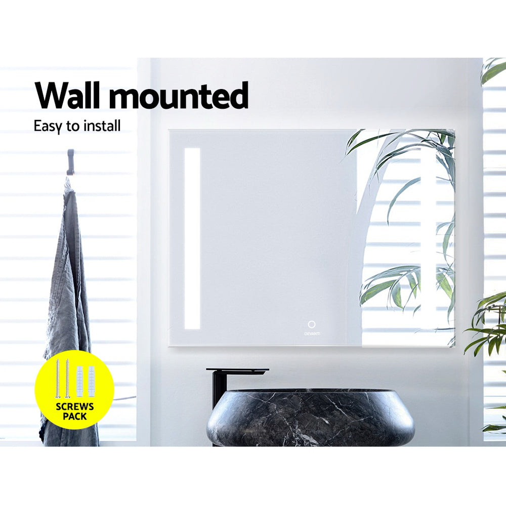Devanti Bathroom Wall Mounted Mirror LED Illuminated Beauty Dressing Vanity 800mm x 600mm