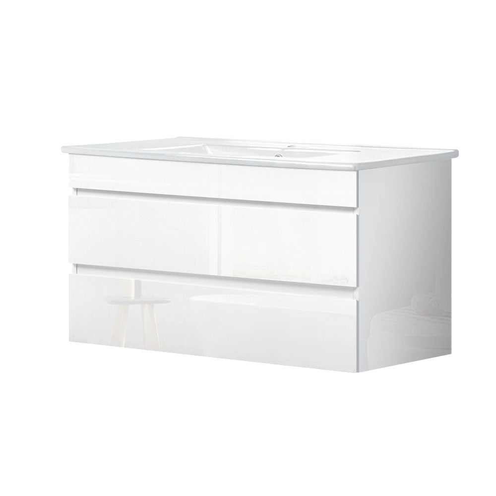 Cefito Bathroom Vanity Cabinet Unit Wash Basin Sink Storage Wall Hung 900mm White