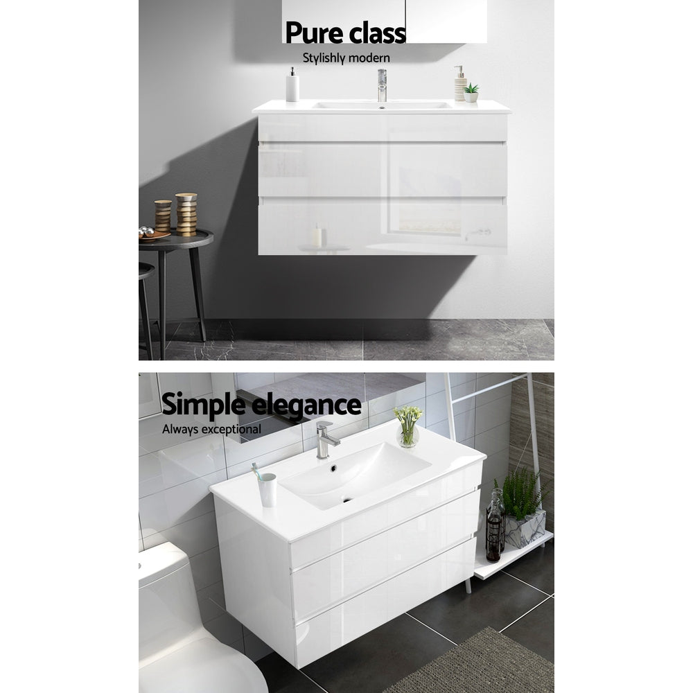 Cefito Bathroom Vanity Cabinet Unit Wash Basin Sink Storage Wall Hung 900mm White