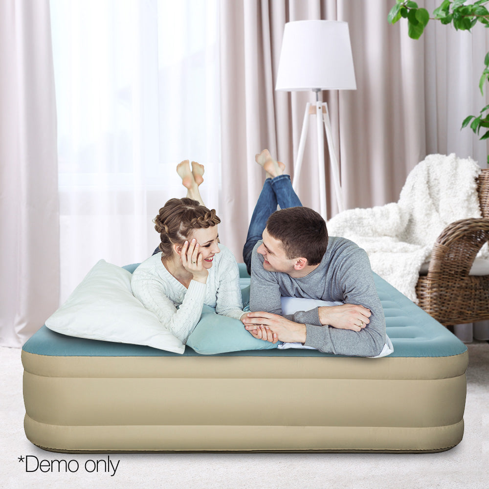 Bestway Queen Size Inflatable Air Mattress - Light Blue & Beige