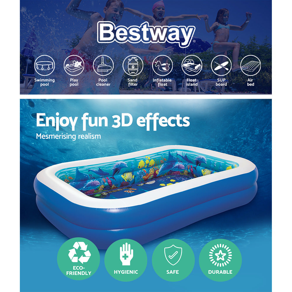 Bestway Inflatable Kids Pool Ground Play Pool 3D Undersea Aquarium outdoor