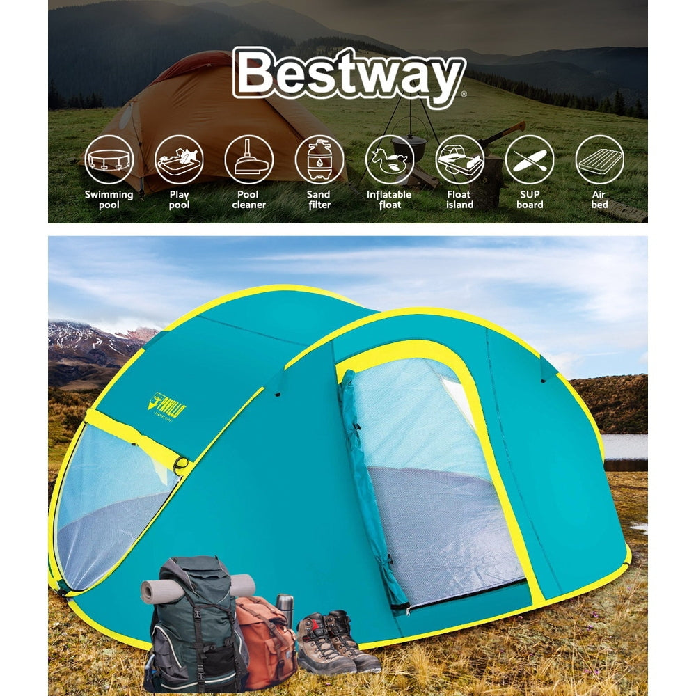 Bestway Family Camping Tent Pop Up 4 Person Canvas Hiking Outdoor Beach Tent