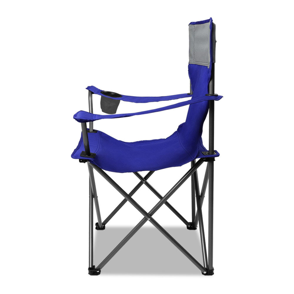 Set of 2 Portable Folding Camping Armchair - Blue