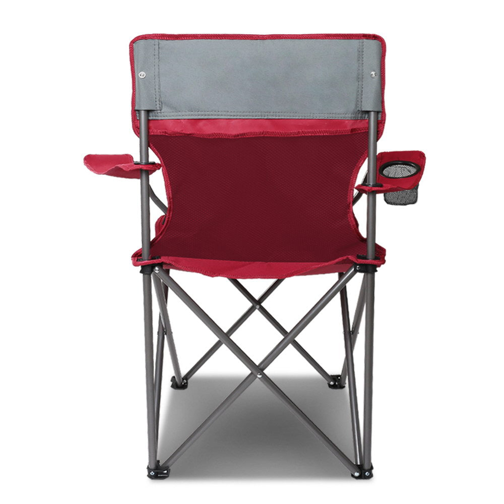 Set of 2 Portable Folding Camping Armchair - Wine Red