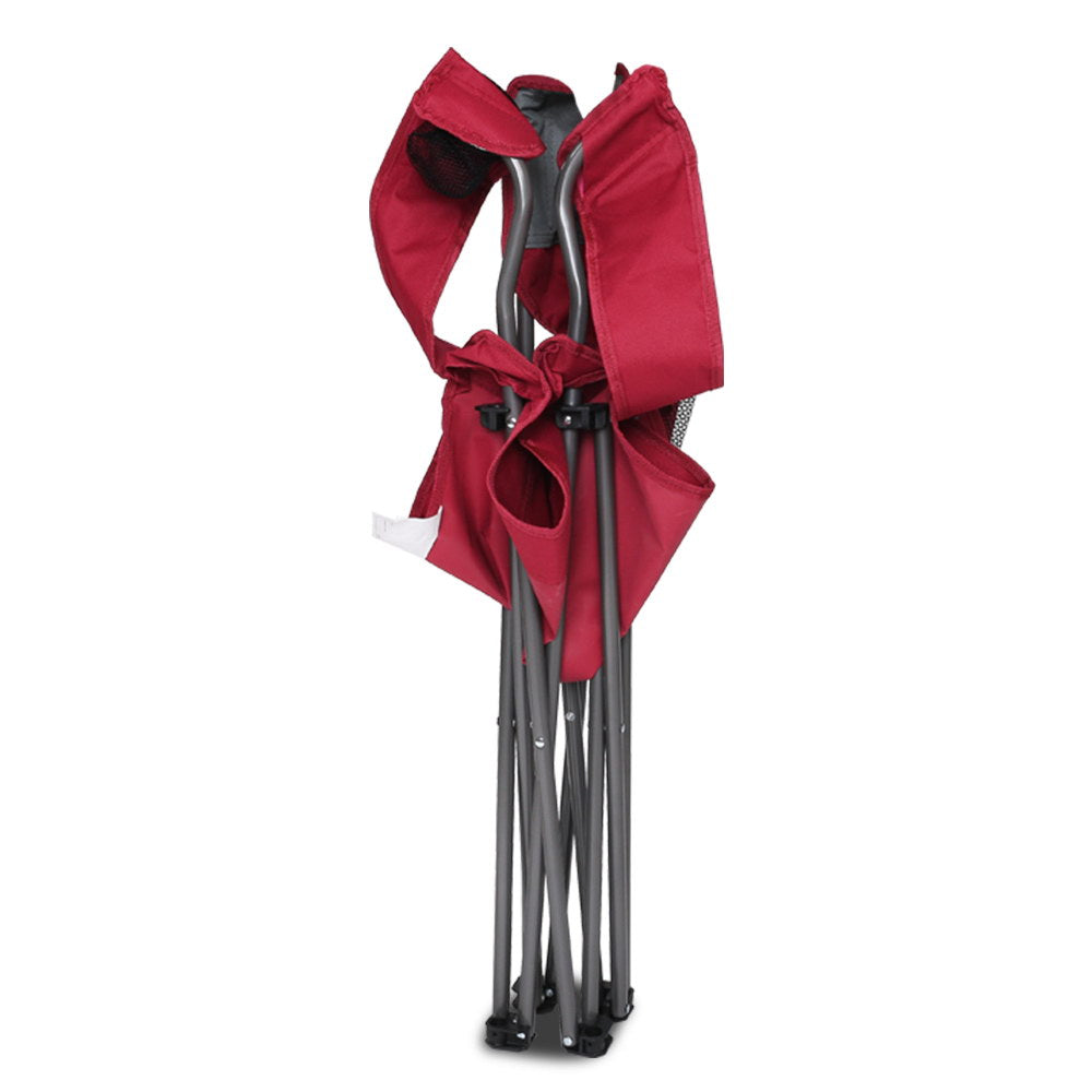 Set of 2 Portable Folding Camping Armchair - Wine Red