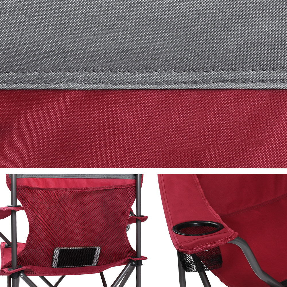 Set of 2 Portable Folding Camping Armchair - Wine Red