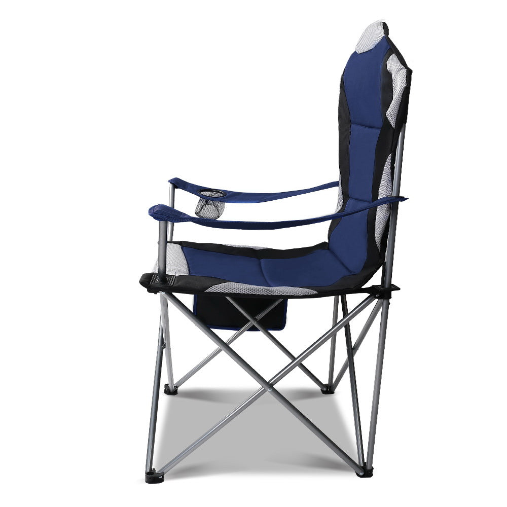 Weisshorn 2X Camping Chairs Folding Arm Chair Portable Outdoor Garden Fishing