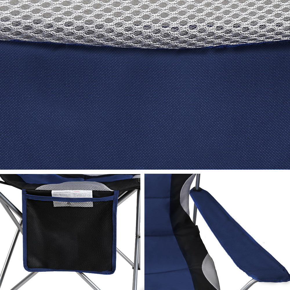Weisshorn 2X Camping Chairs Folding Arm Chair Portable Outdoor Garden Fishing