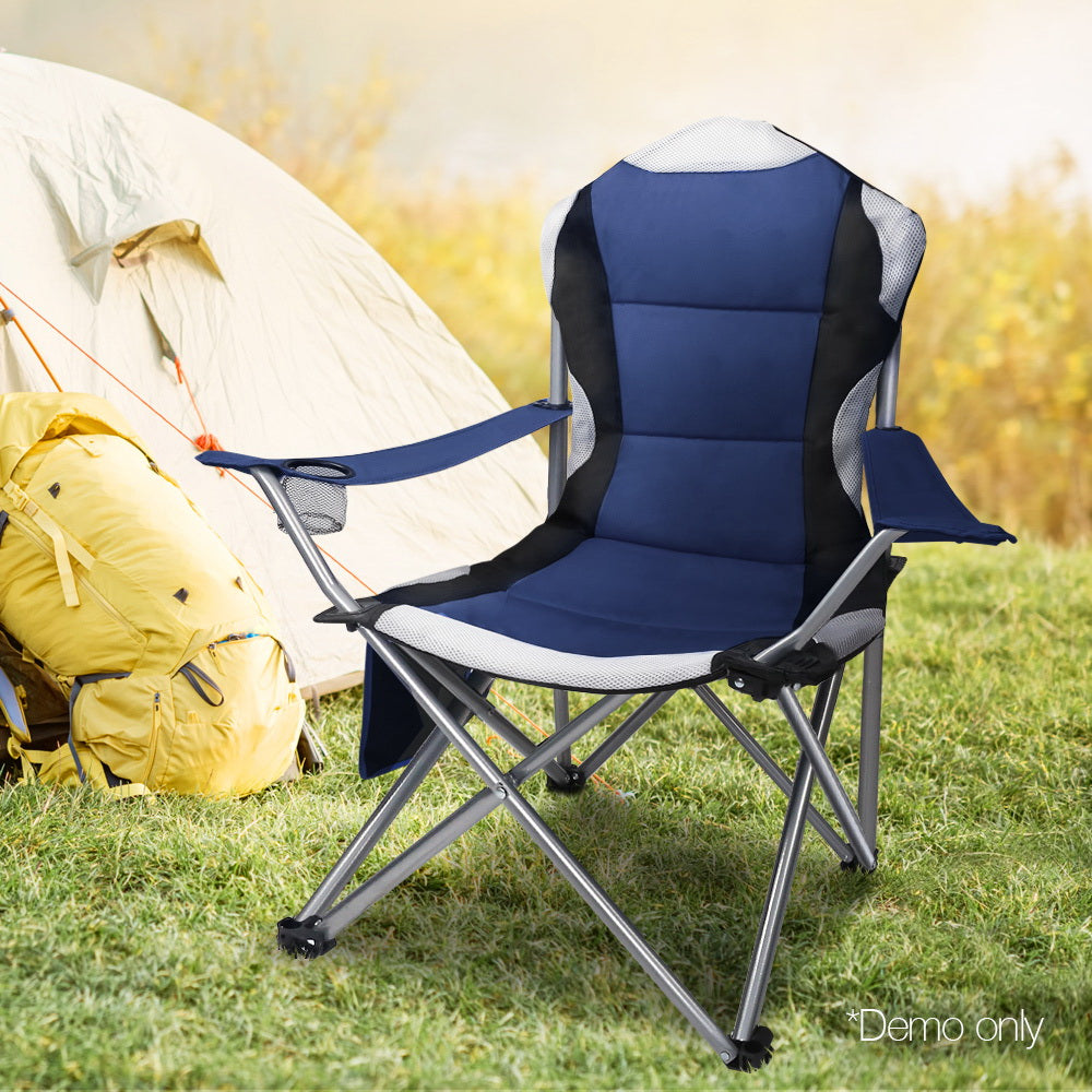 Weisshorn 2X Camping Chairs Folding Arm Chair Portable Outdoor Garden Fishing
