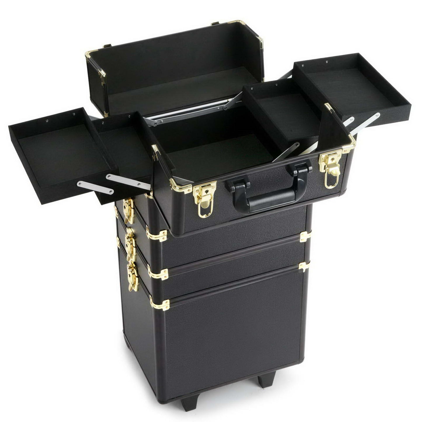 Embellir 7 in 1 Portable Cosmetic Beauty Makeup Trolley - Black & Gold