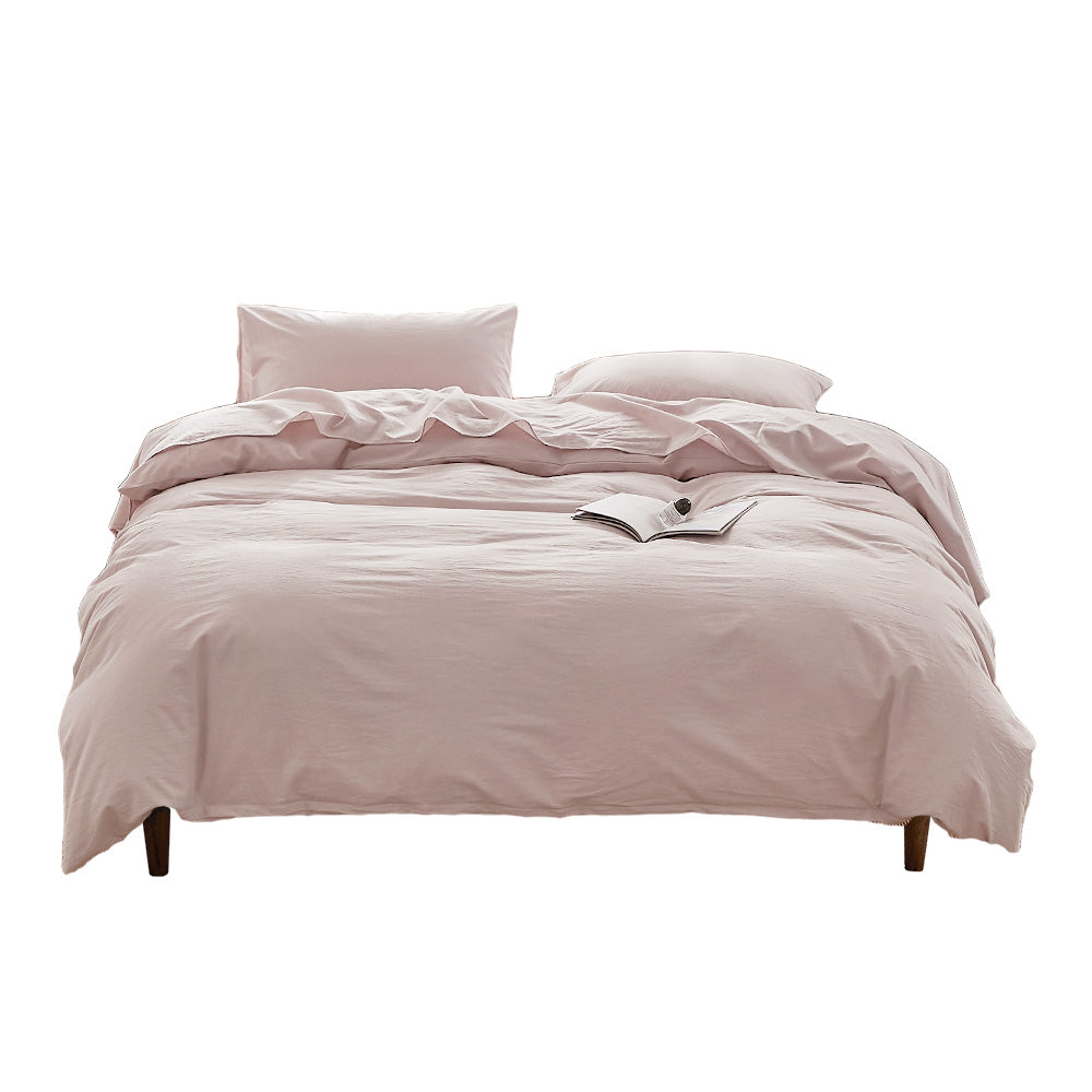 Cosy Club Washed Cotton Quilt Set Purple Double