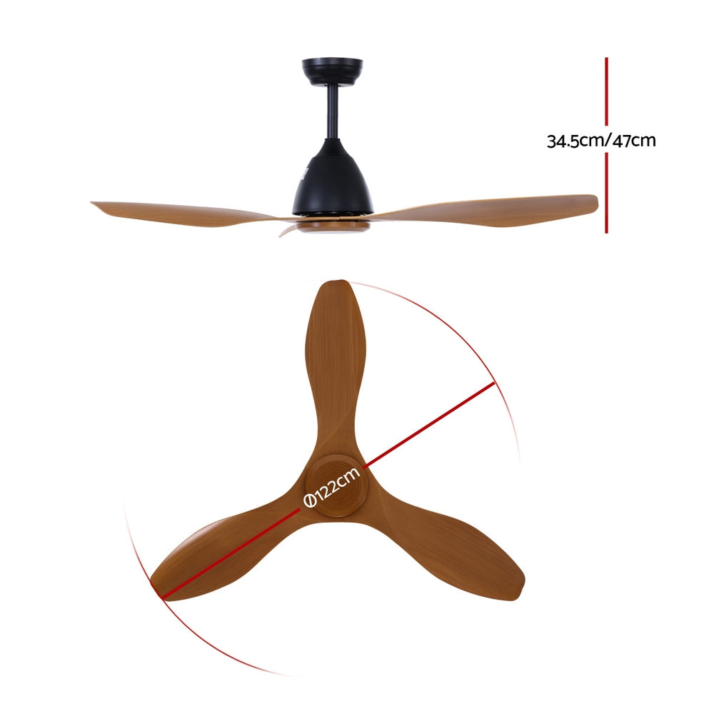 48 DC Motor Ceiling Fan with Remote 8H Timer Reverse Mode 5 Speeds Natural