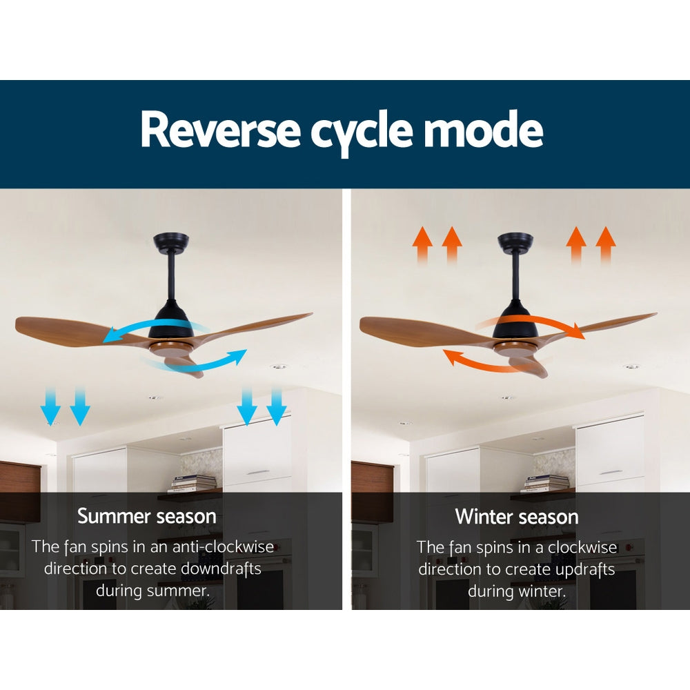 48 DC Motor Ceiling Fan with Remote 8H Timer Reverse Mode 5 Speeds Natural