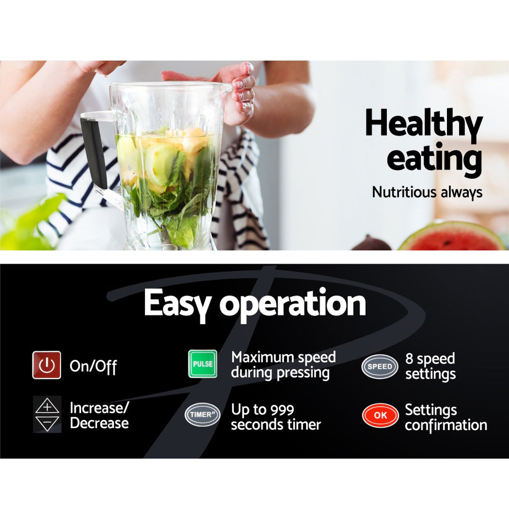 Devanti 3L Digital Commercial Blender LED Display Black