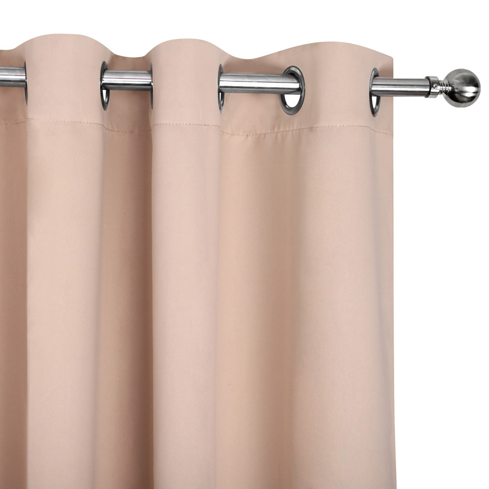 Art Queen 2 Panel 300 x 230cm Eyelet Block Out Curtains - Latte