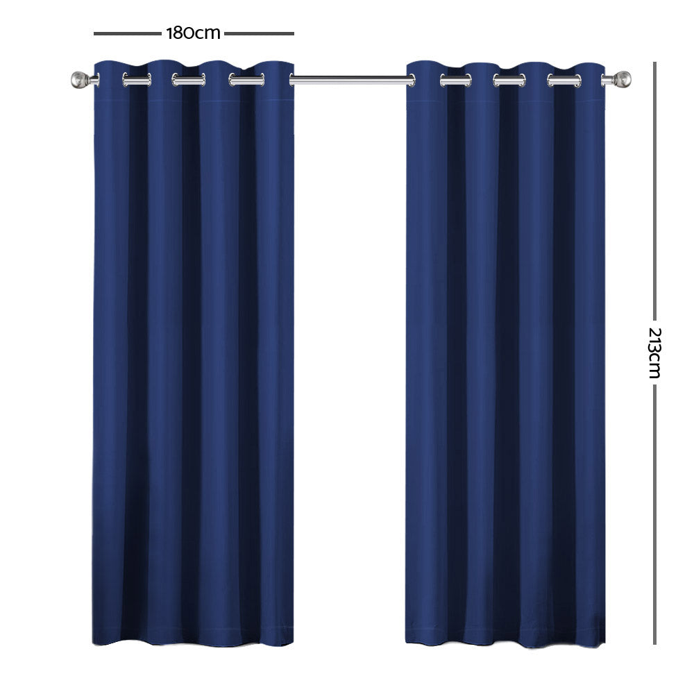 Art Queen 2 Panel 180 x 213cm Block Out Curtains - Navy