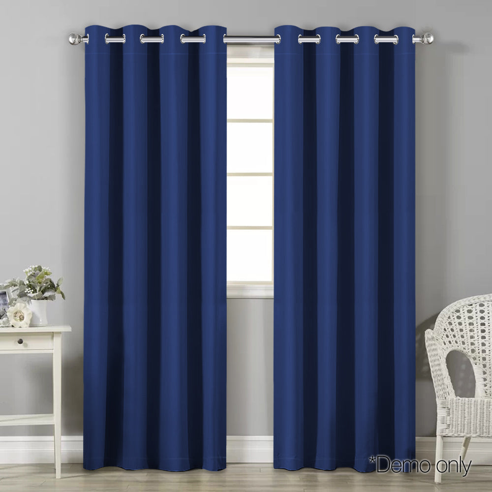 Art Queen 2 Panel 180 x 213cm Block Out Curtains - Navy