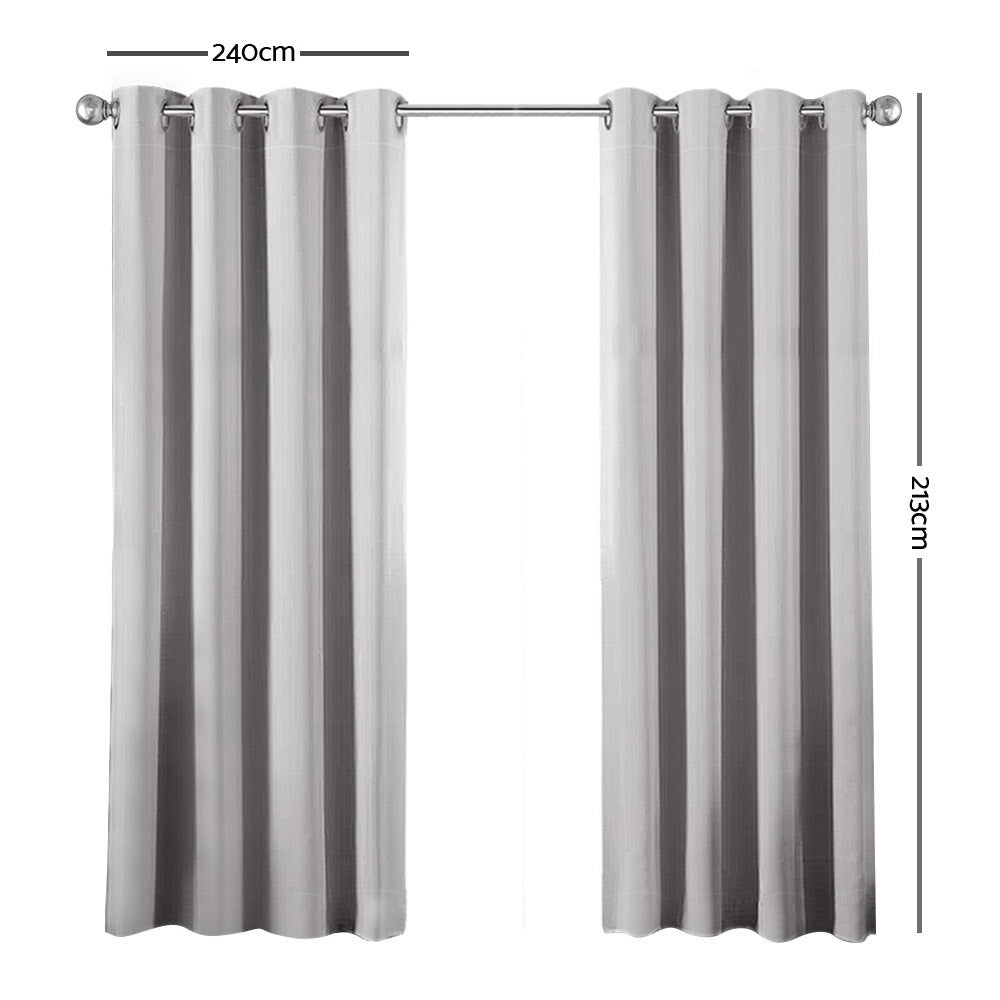 Art Queen 2 Panel 240 x 213cm Block Out Curtains - Light Grey