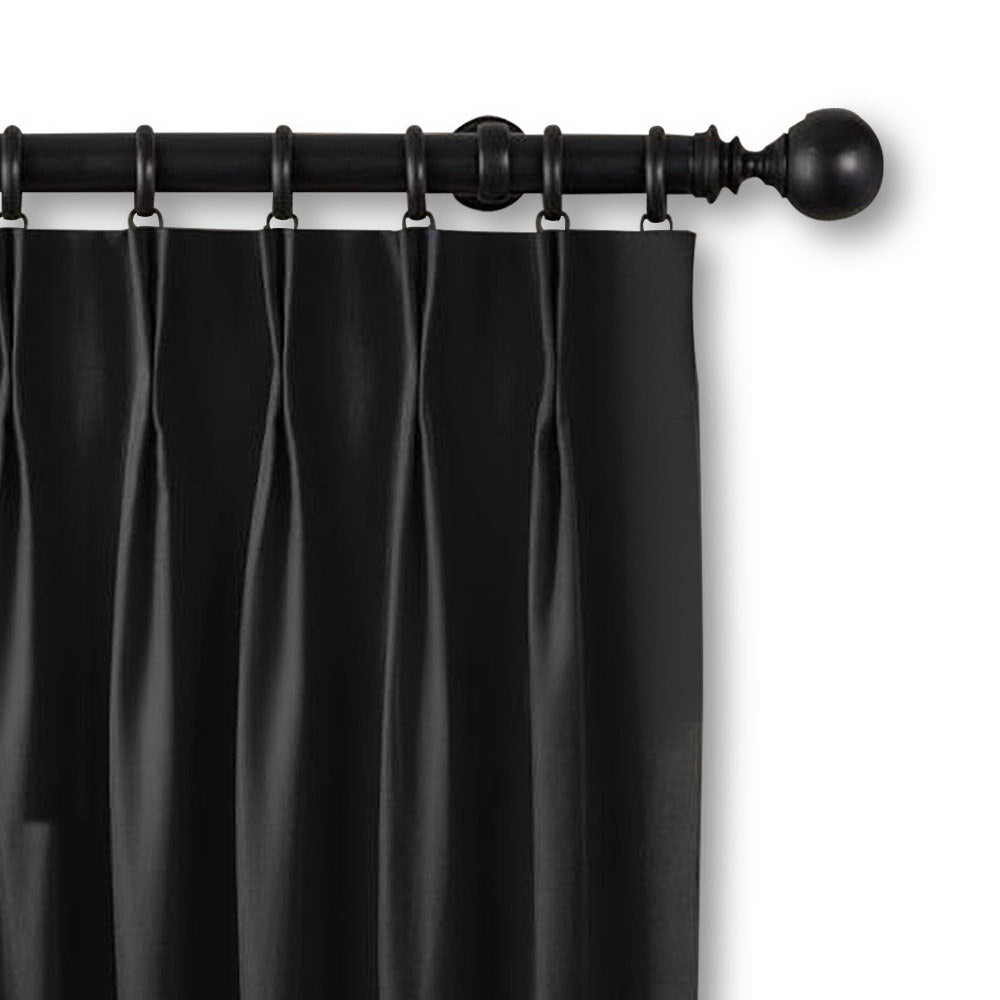 Art Queen 2 Pencil Pleat 180x213cm Blockout Curtains - Black