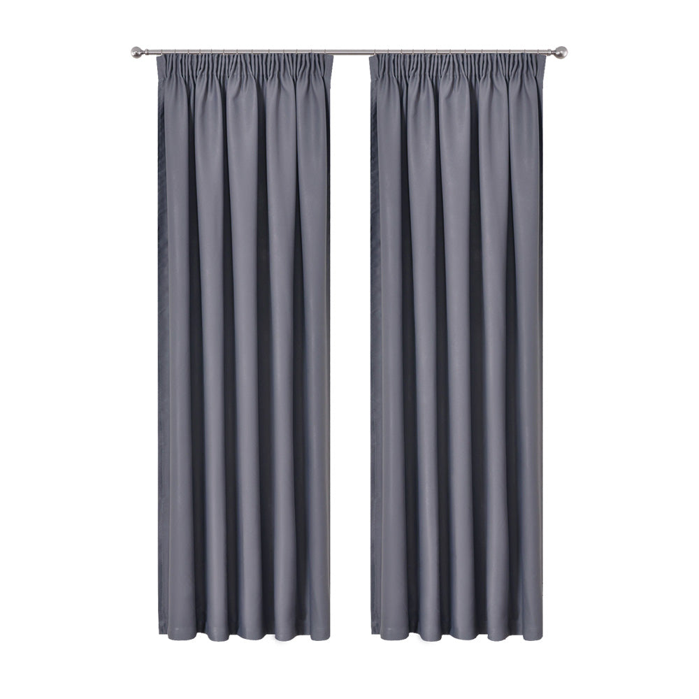Art Queen 2 Pencil Pleat 240x213cm Blockout Curtains - Dark Grey