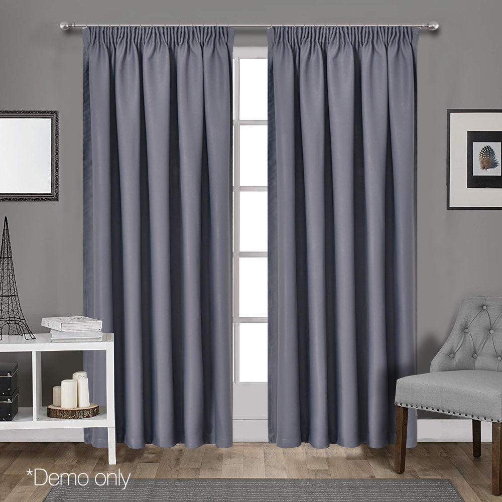 Art Queen 2 Pencil Pleat 240x213cm Blockout Curtains - Dark Grey