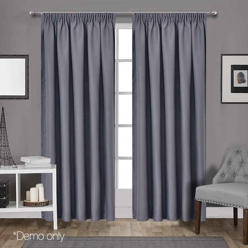 Art Queen 2 Pencil Pleat 240x213cm Blockout Curtains - Dark Grey