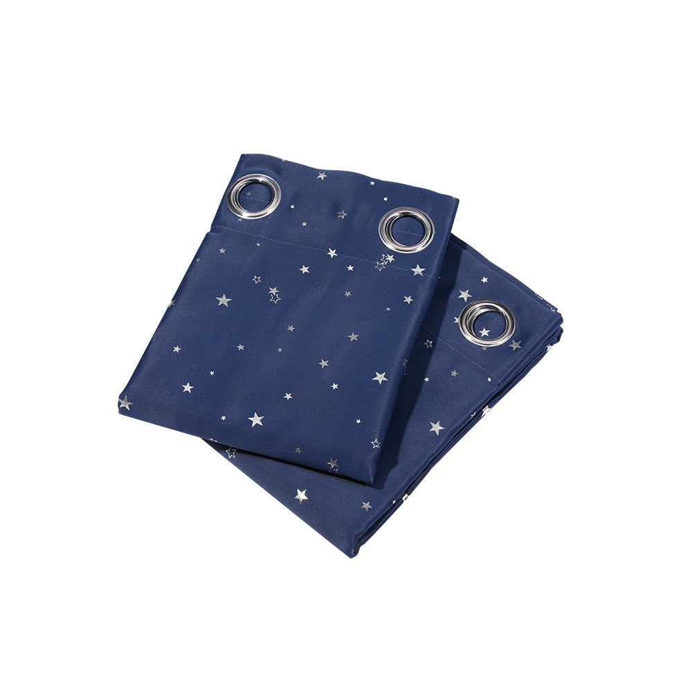 Art Queen 2 Star Blockout 180x213cm Blackout Curtains - Navy