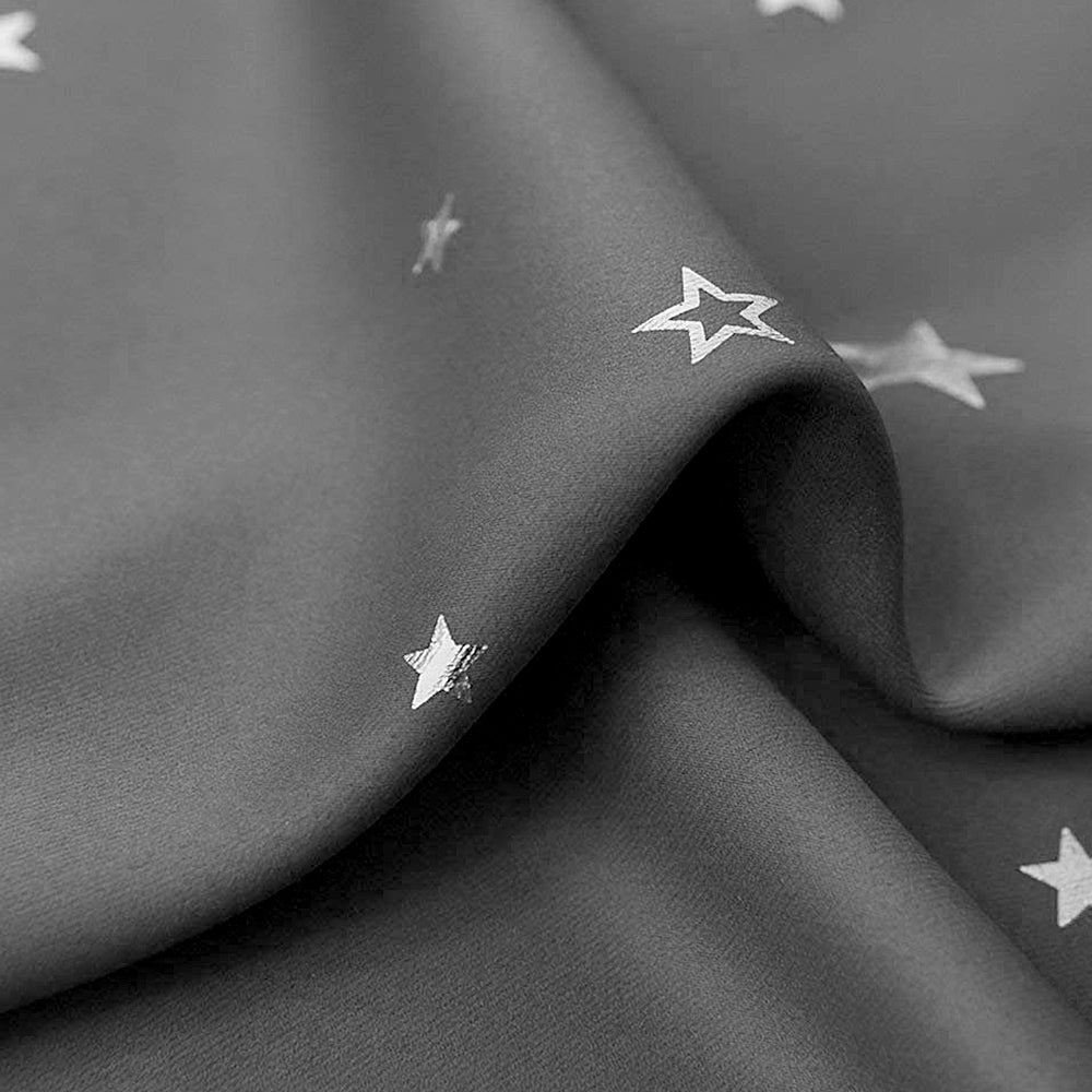 Art Queen 2 Star Blockout 140x230cm Blackout Curtains - Grey