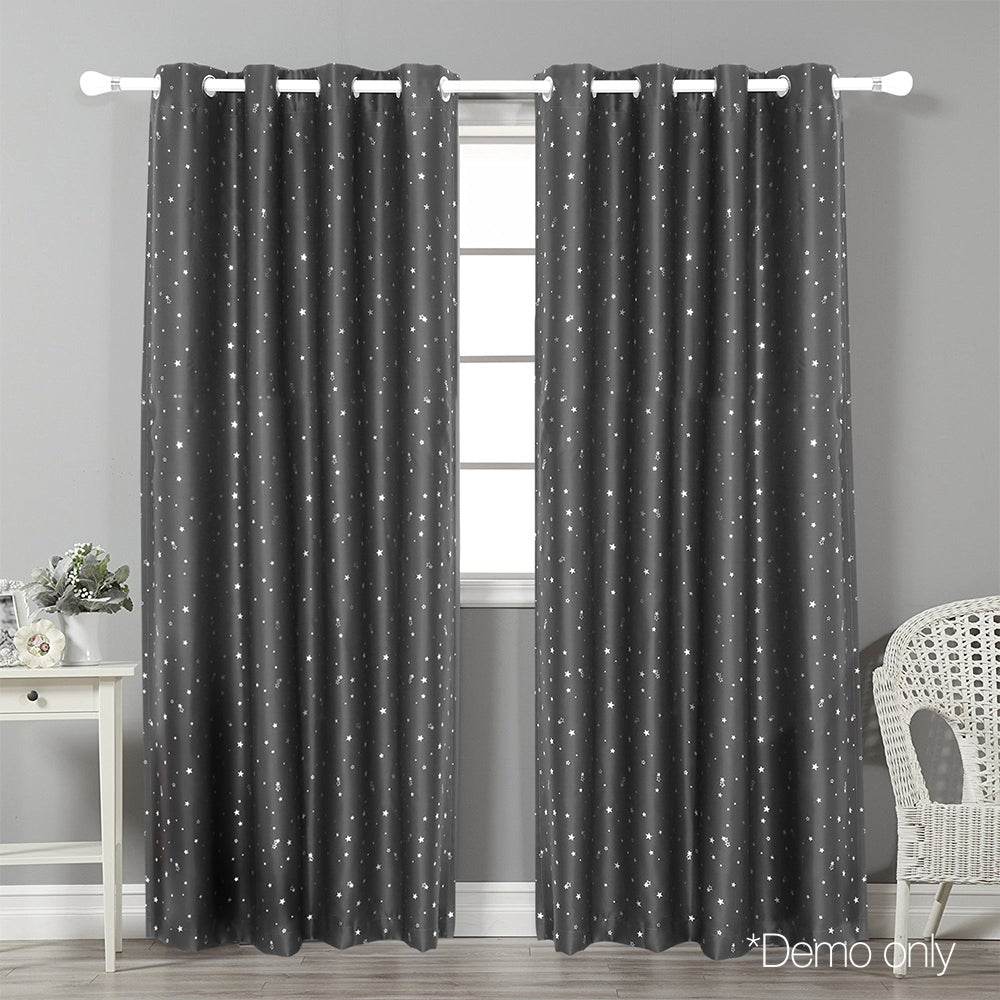 Art Queen 2 Star Blockout 140x230cm Blackout Curtains - Grey