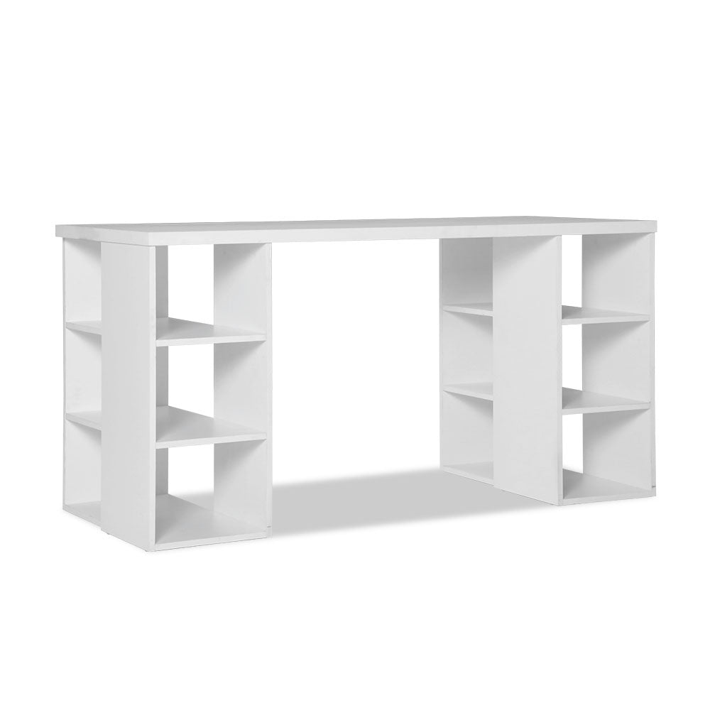 Artiss 3 Level Desk with Storage & Bookshelf - White