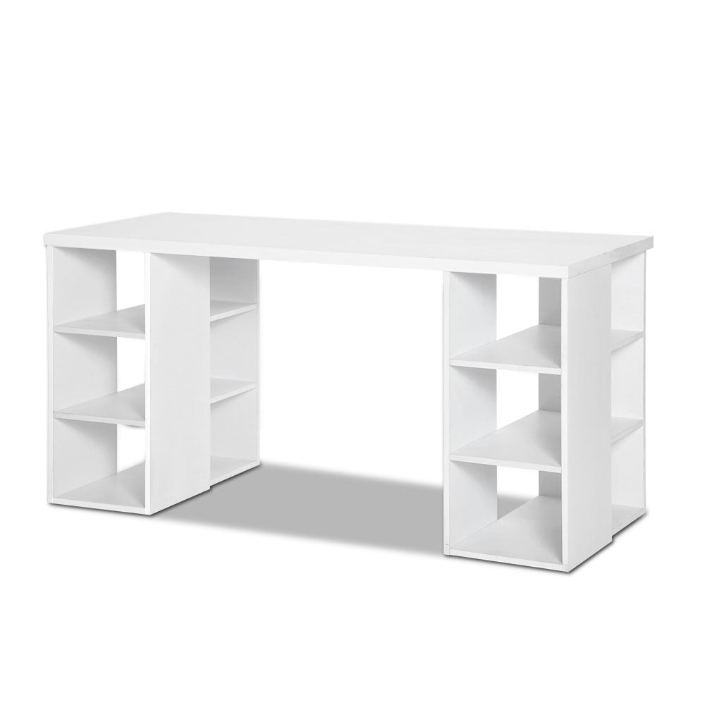 Artiss 3 Level Desk with Storage & Bookshelf - White