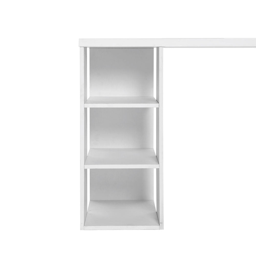 Artiss 3 Level Desk with Storage & Bookshelf - White