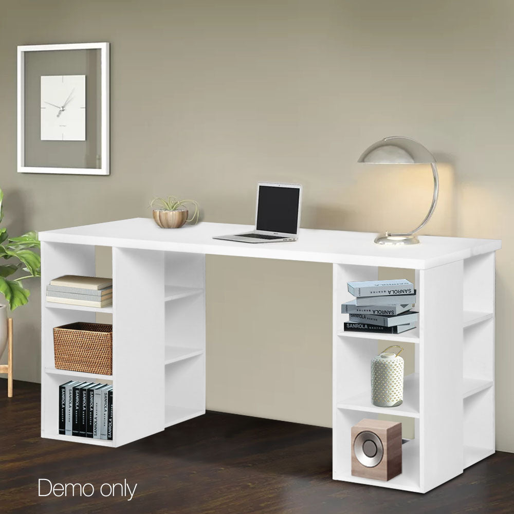 Artiss 3 Level Desk with Storage & Bookshelf - White