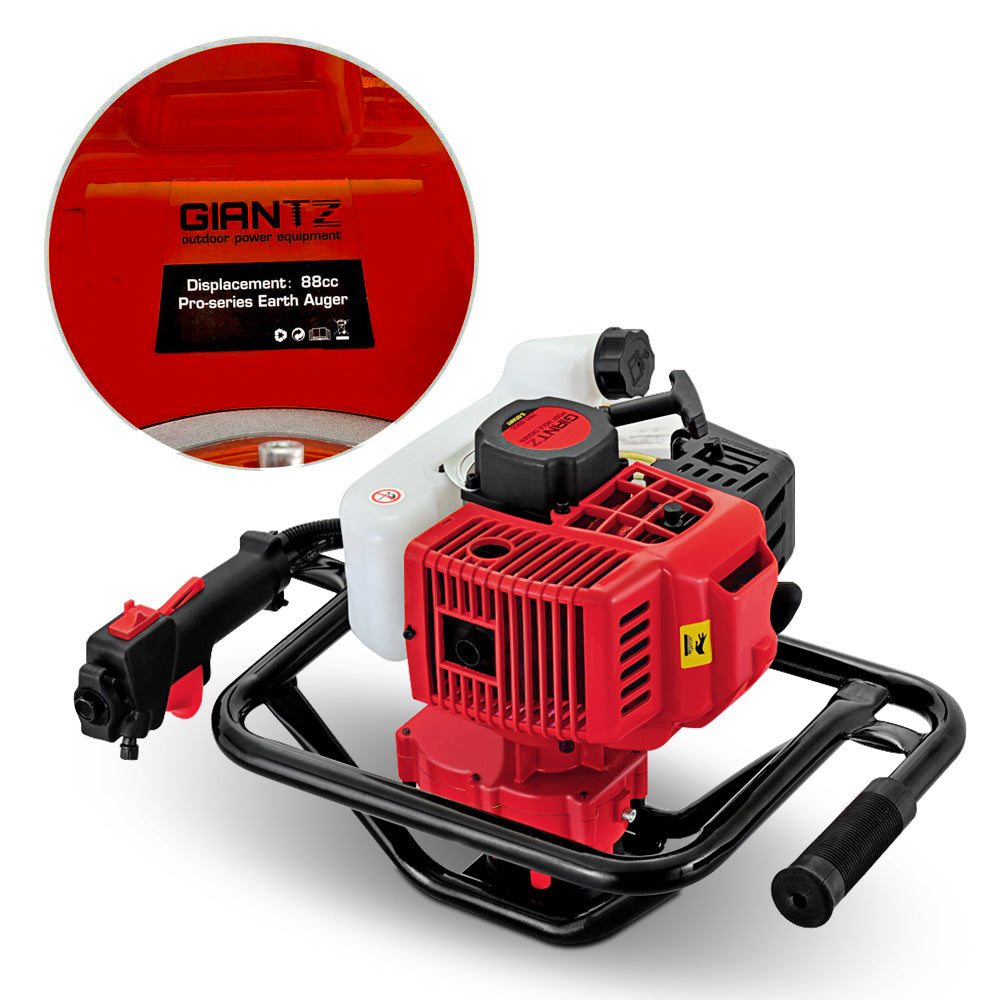 Giantz 92CC Petrol Post Hole Digger Drill Borer Fence Extension Auger Bits