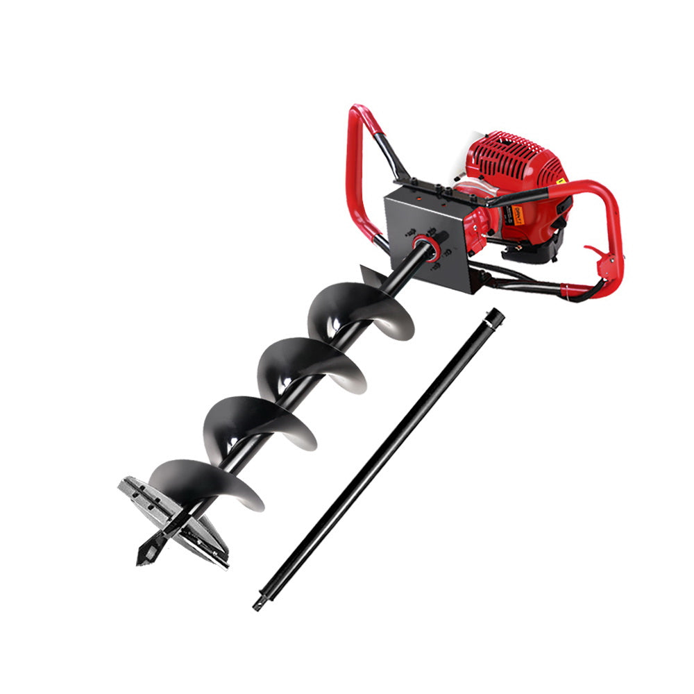 Giantz 66CC Petrol Post Hole Digger Drill Borer Fence Extension Auger Bits