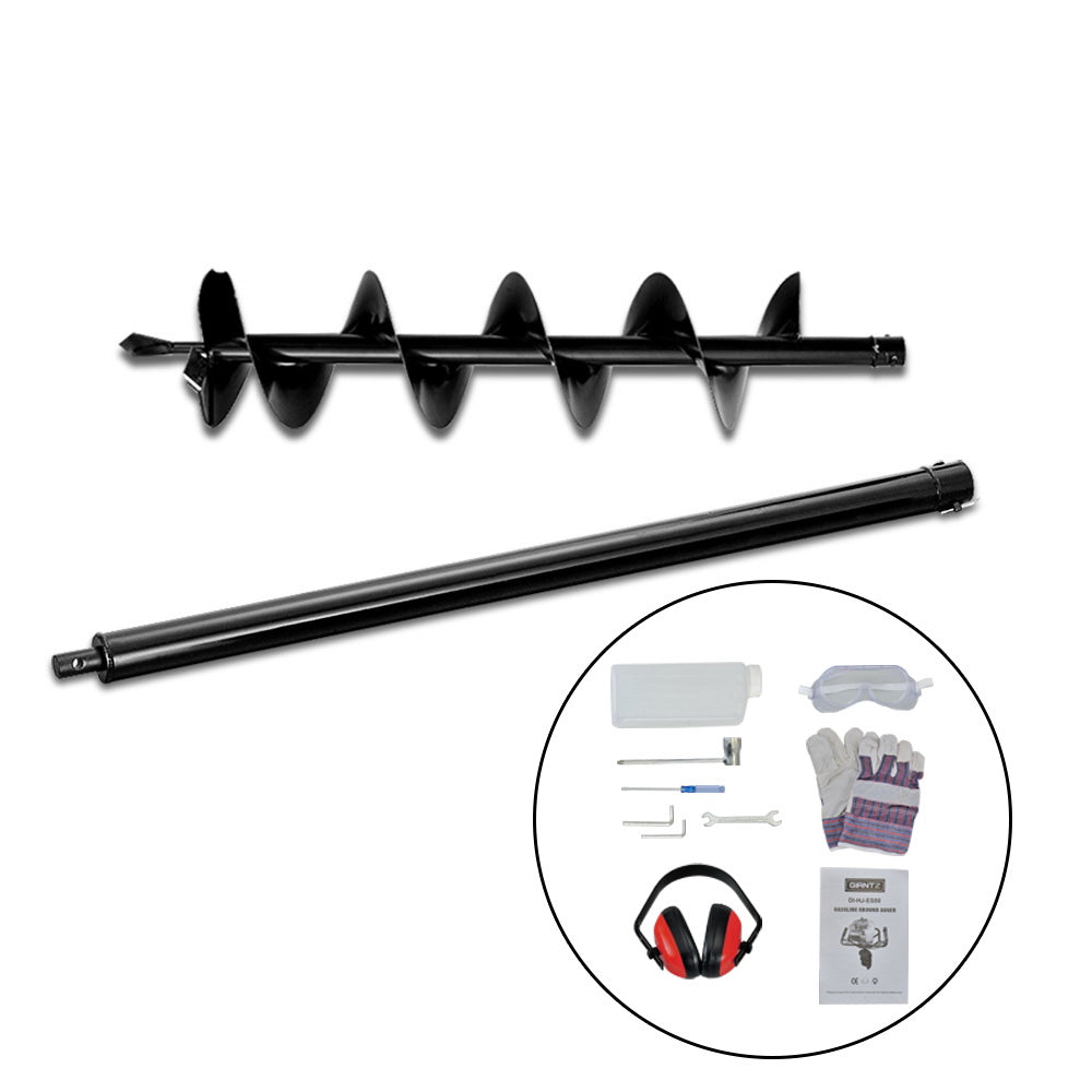 Giantz 66CC Petrol Post Hole Digger Drill Borer Fence Extension Auger Bits