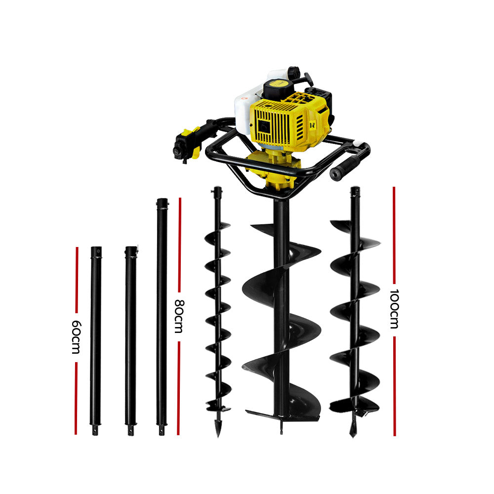 Giantz Post Hole Digger 92CC Petrol Auger Diggers Drill Borer Fence Earth Power