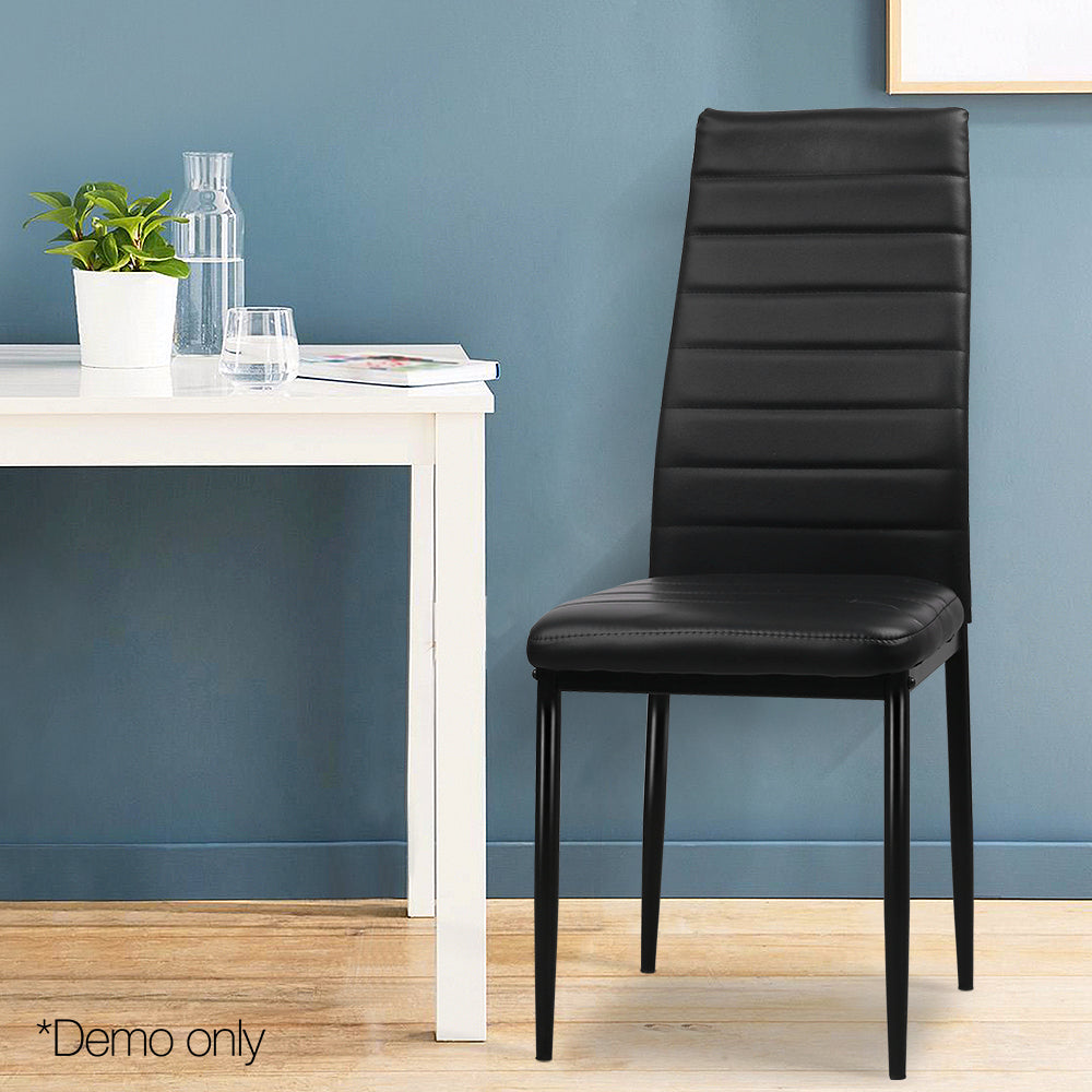 Artiss Set of 4 Dining Chairs PVC Leather - Black