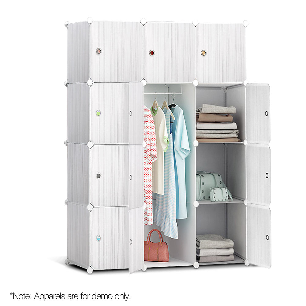 12 Cube Portable Storage Cabinet Wardrobe - White